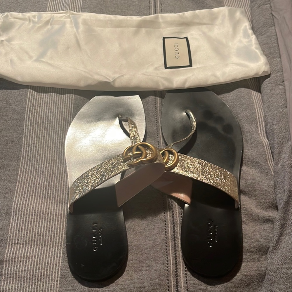 Gold Gucci sandals
